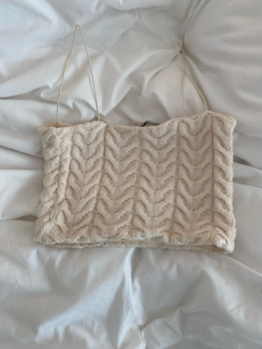 Zara thin strap wool cable knit tank top